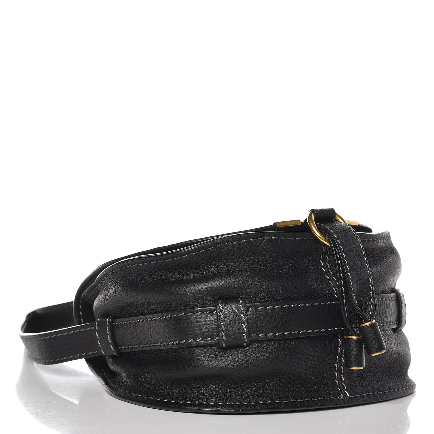 Calfskin Mini Marcie Round Crossbody Bag Black