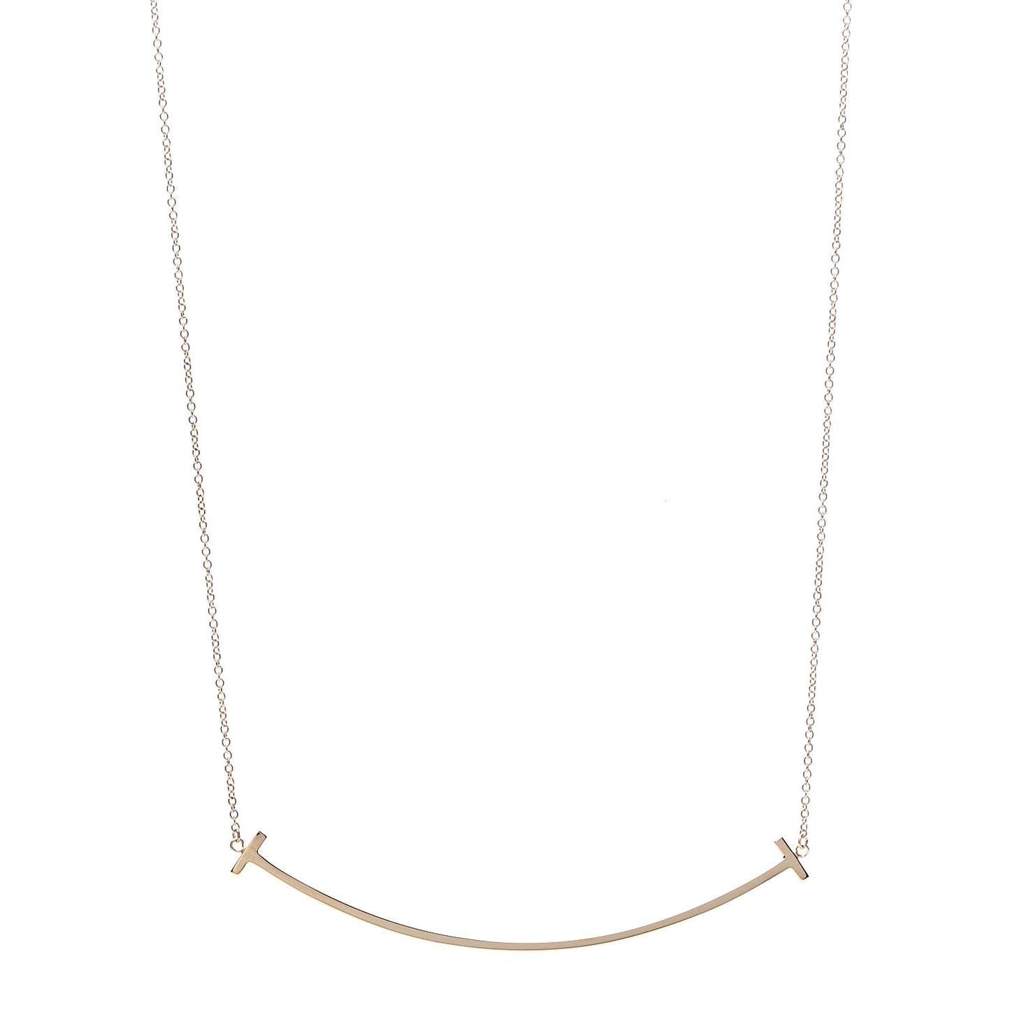 18K Yellow Gold Large T Smile Pendant Necklace
