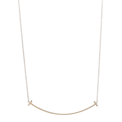 Tiffany 18K Yellow Gold Large T Smile Pendant Necklace 1 of 5
