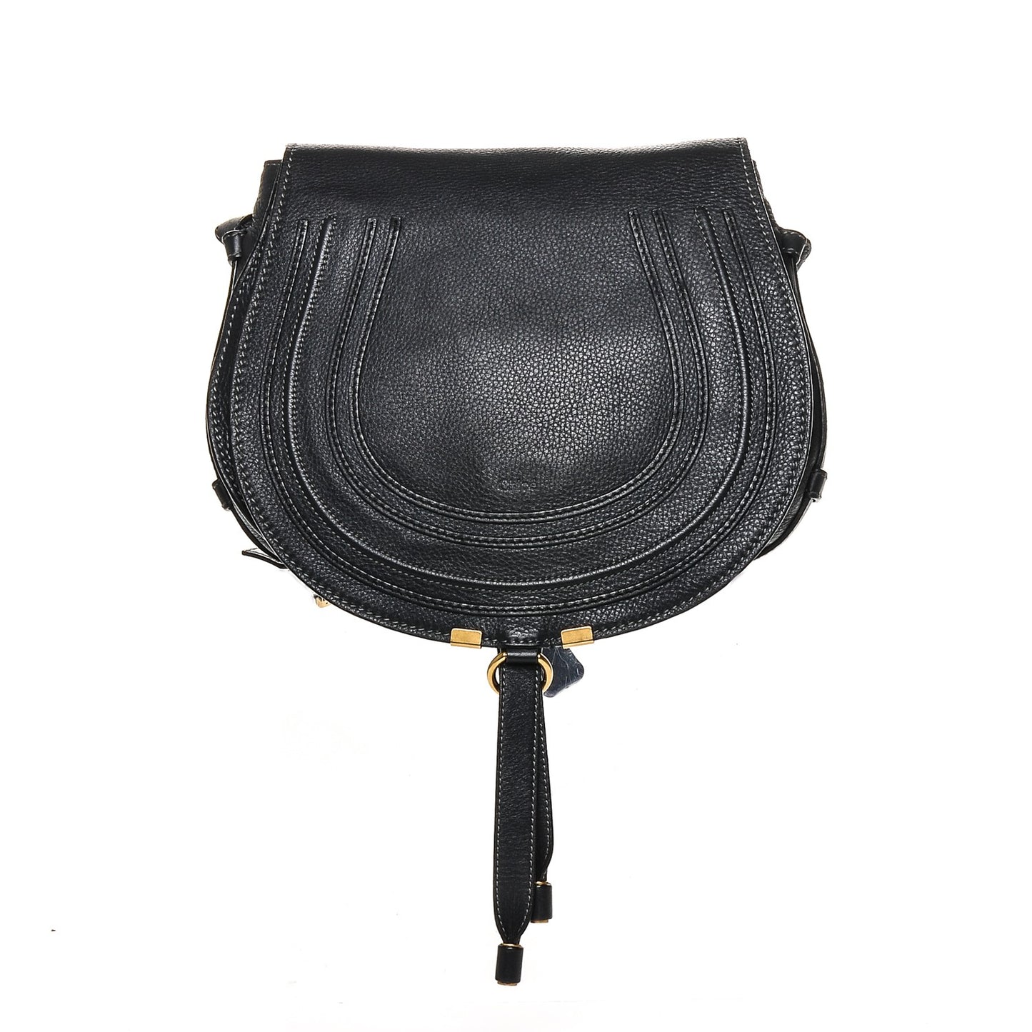 Calfskin Medium Marcie Round Crossbody Bag Black