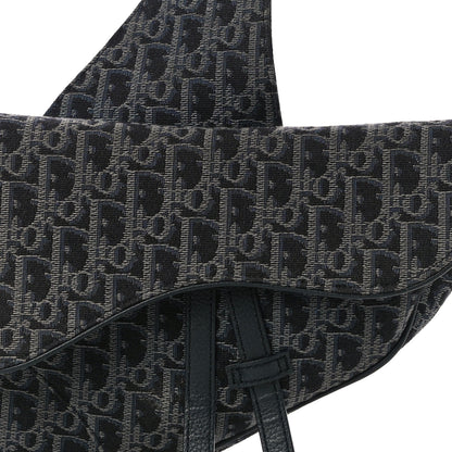 Christian Dior Oblique Mens Saddle Bag Black Blue 7 of 11