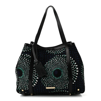 Burberry Summer Sun Canvas Medium Havenmore Tote Dark Peacock 1 of 11