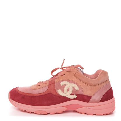 Chanel Kid Suede Calfskin Mens Sneakers 45 Coral 1 of 10