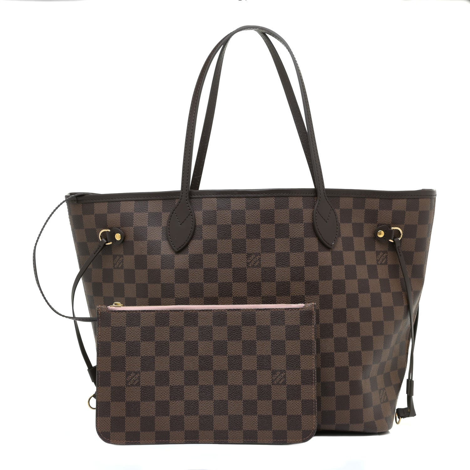 Louis Vuitton Damier Ebene Neo Neverfull MM Rose Ballerine 1 of 28