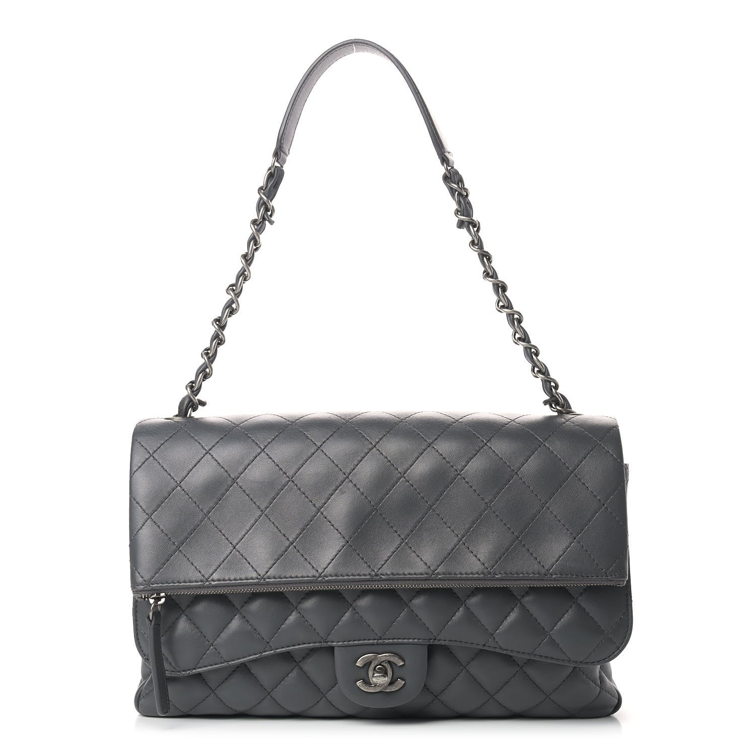 Chanel Lambskin Quilted Jumbo Multi Flap Bag Dark Grey 1 of 11
