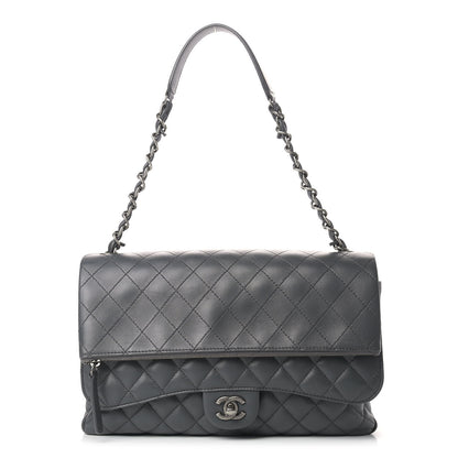 Chanel Lambskin Quilted Jumbo Multi Flap Bag Dark Grey 1 of 11