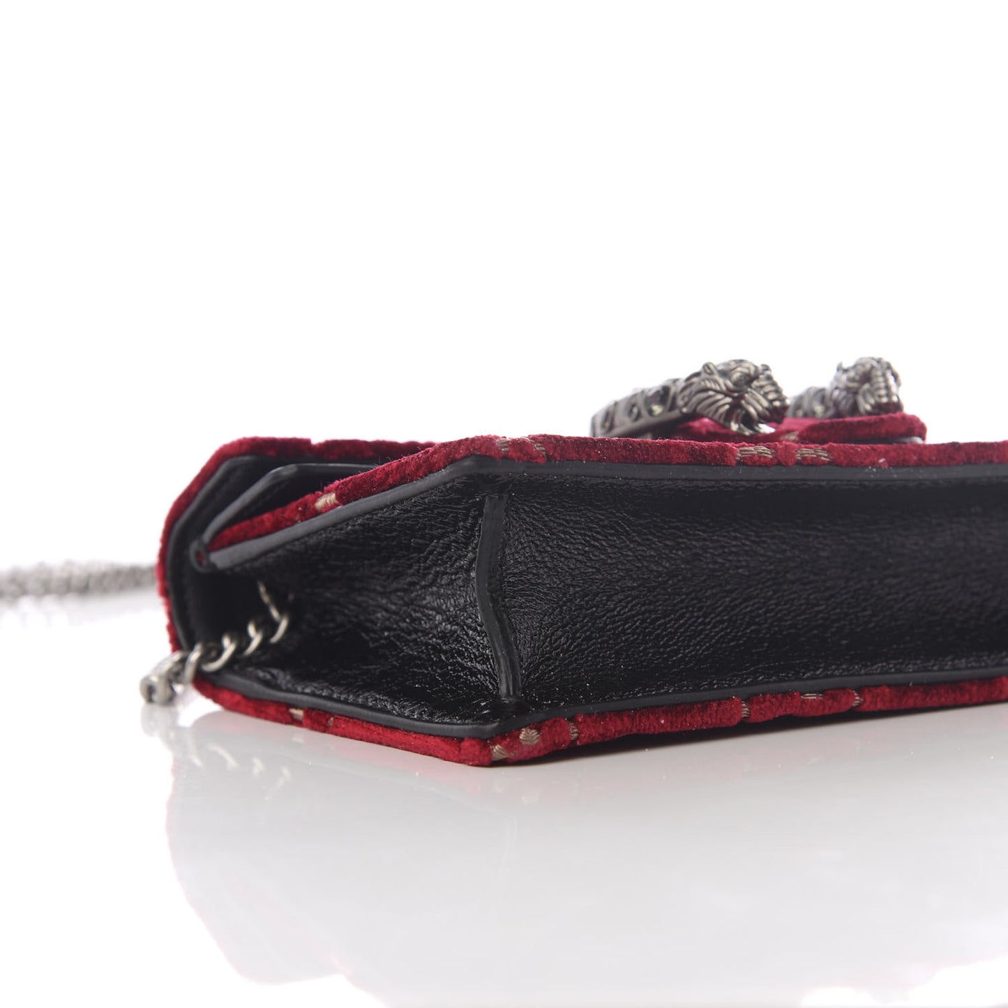 Velvet GG Monogram Super Mini Dionysus Shoulder Bag Red Cipria Black