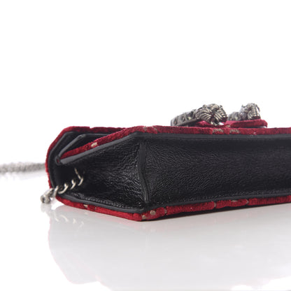 Gucci Velvet GG Monogram Super Mini Dionysus Shoulder Bag Red Cipria Black 7 of 11