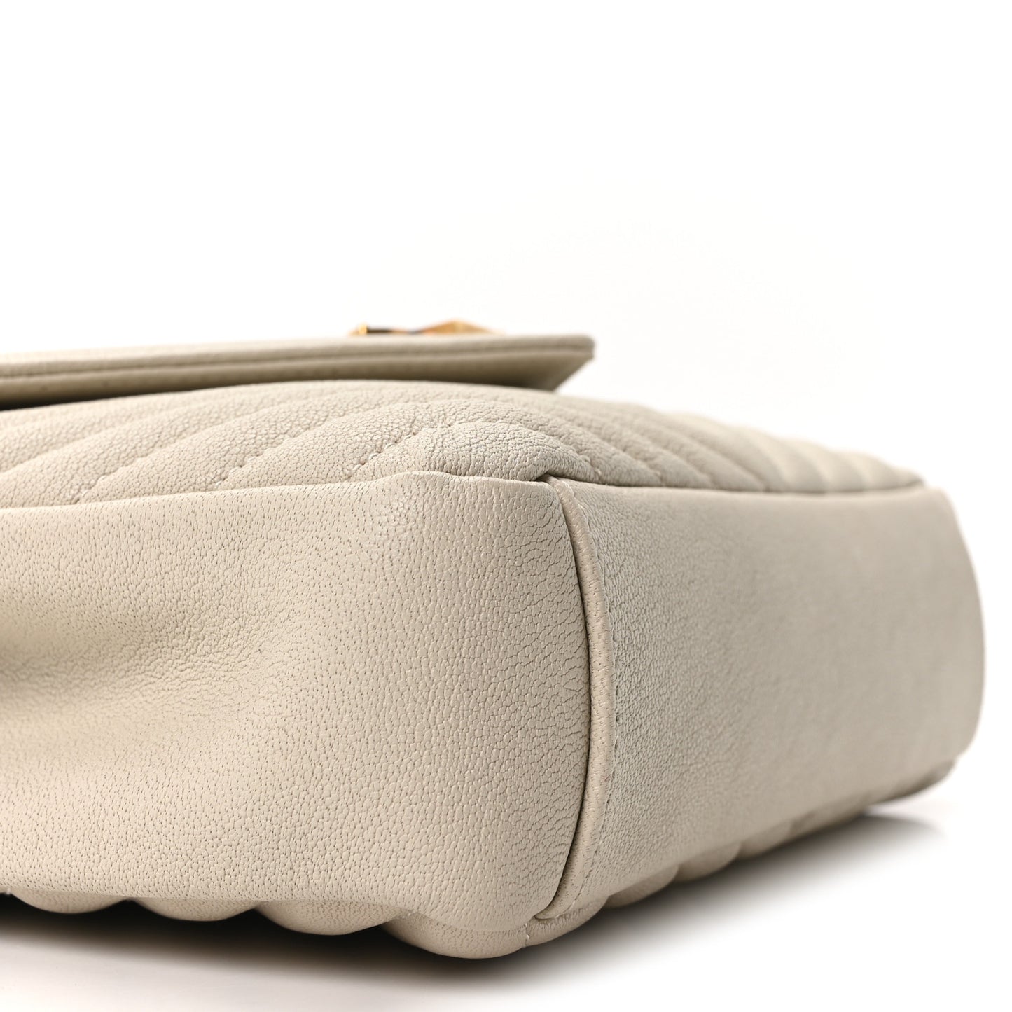 Sheepskin Matelasse Chevron Monogram Medium College Bag Crema Soft