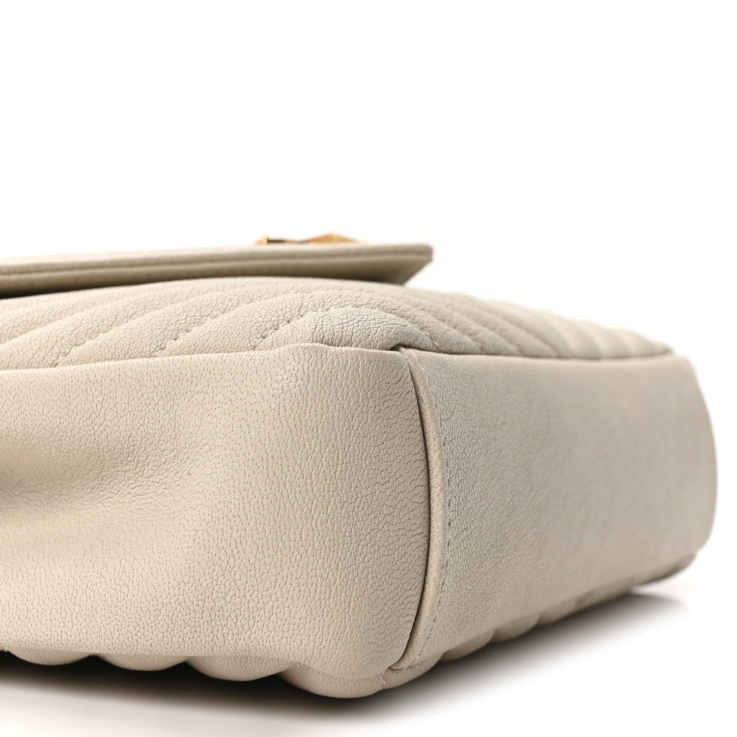 Saint Laurent Sheepskin Matelasse Chevron Monogram Medium College Bag Crema Soft 8 of 9