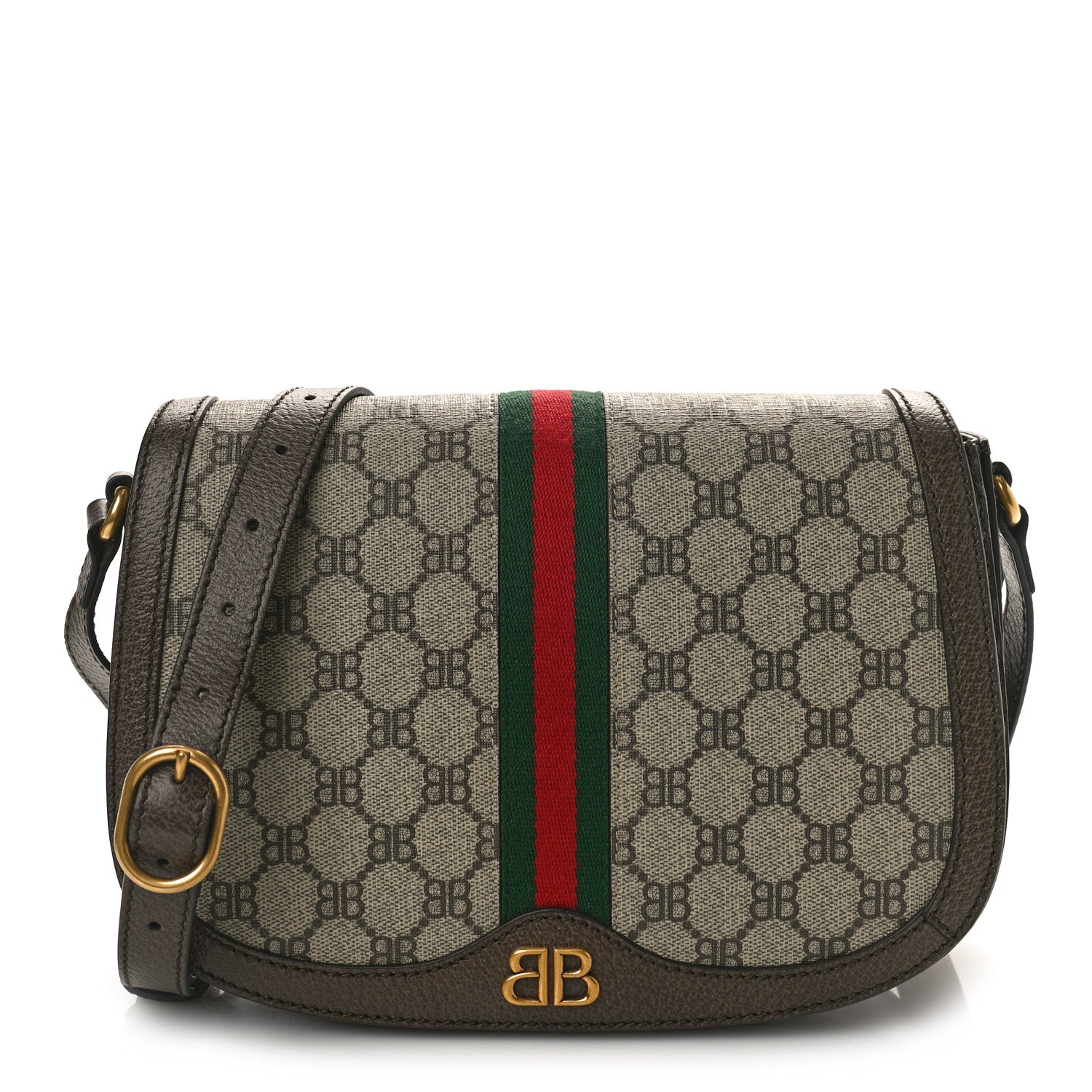 Gucci X BALENCIAGA BB Supreme Monogram Web Small Ophidia Shoulder Bag Beige New Acero 1 of 9