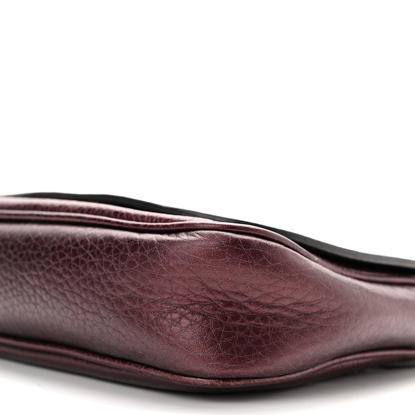Metallic Pebbled Calfskin Small Soho Flap Crossbody Burgundy