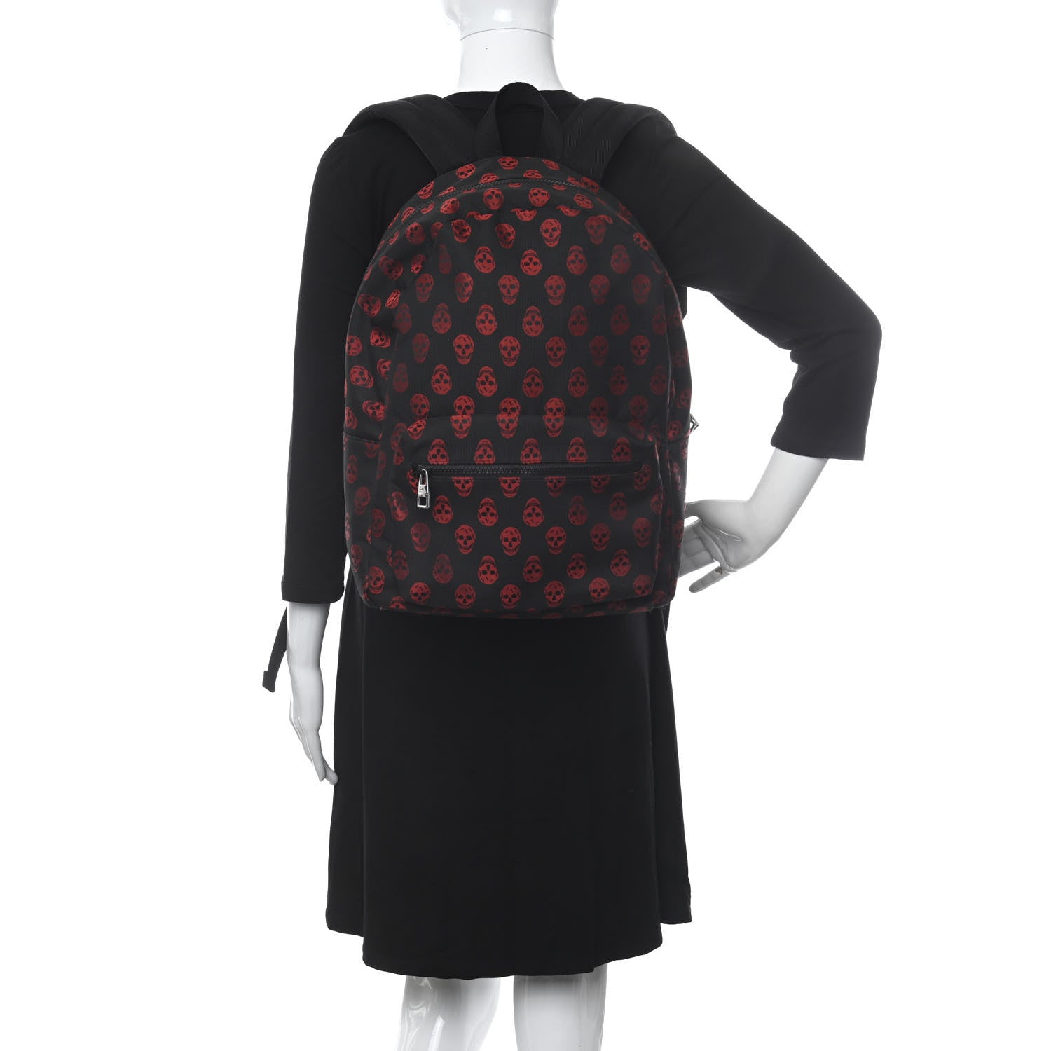 Alexander McQueen Nylon Skull Print Backpack Black Red 2 of 11