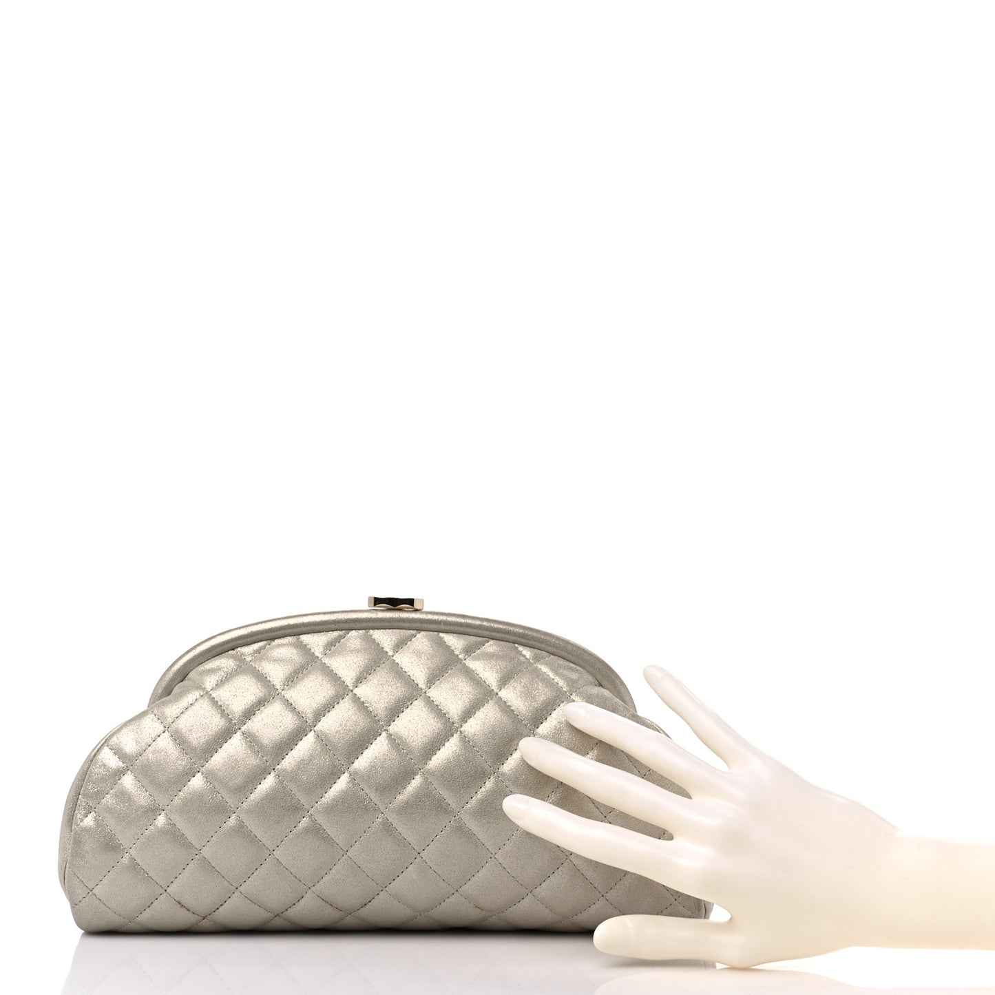 Metallic Calfskin Quilted Timeless Clutch Gold
