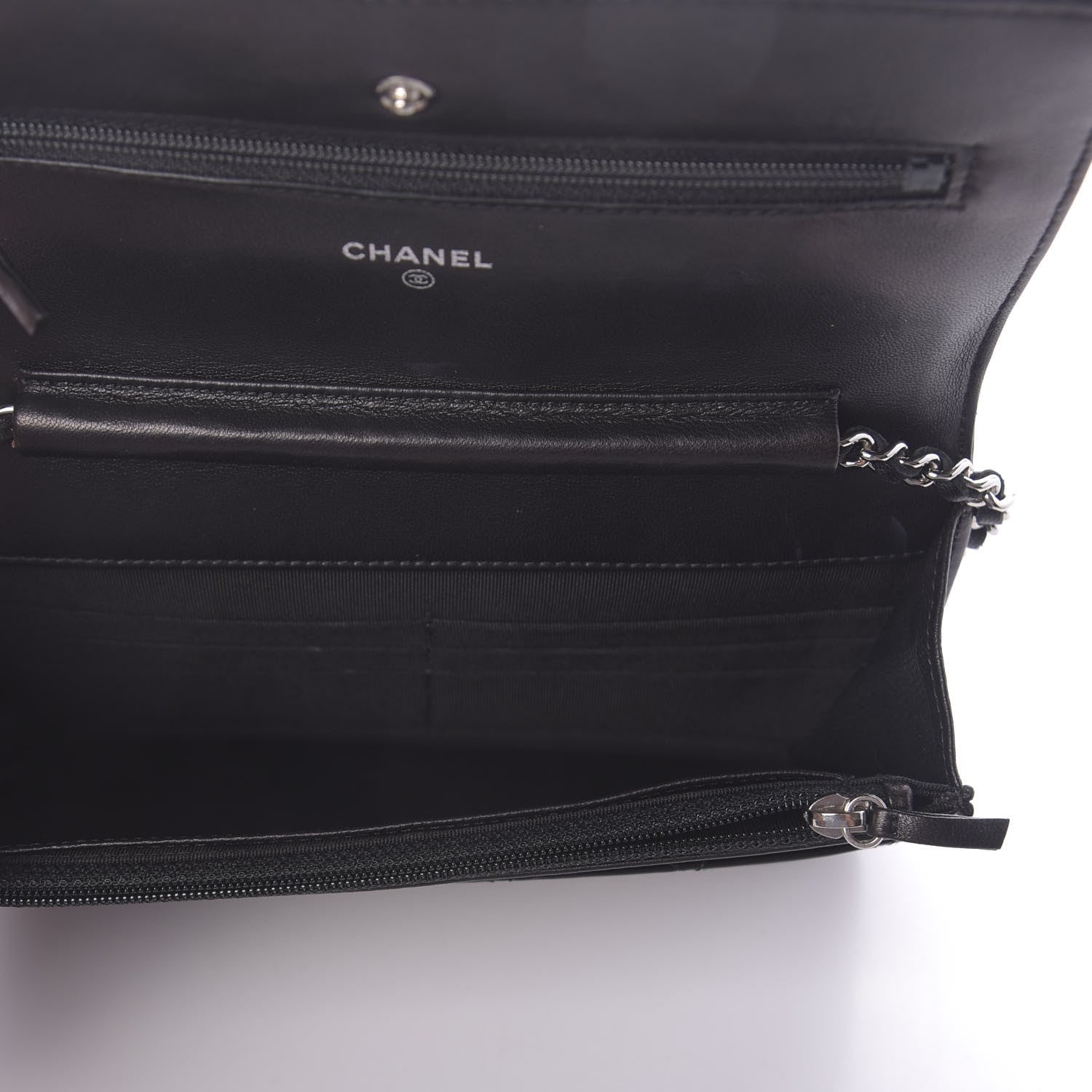 Chanel Patent Quilted Wallet On Chain WOC Navy Blue 5 of 11