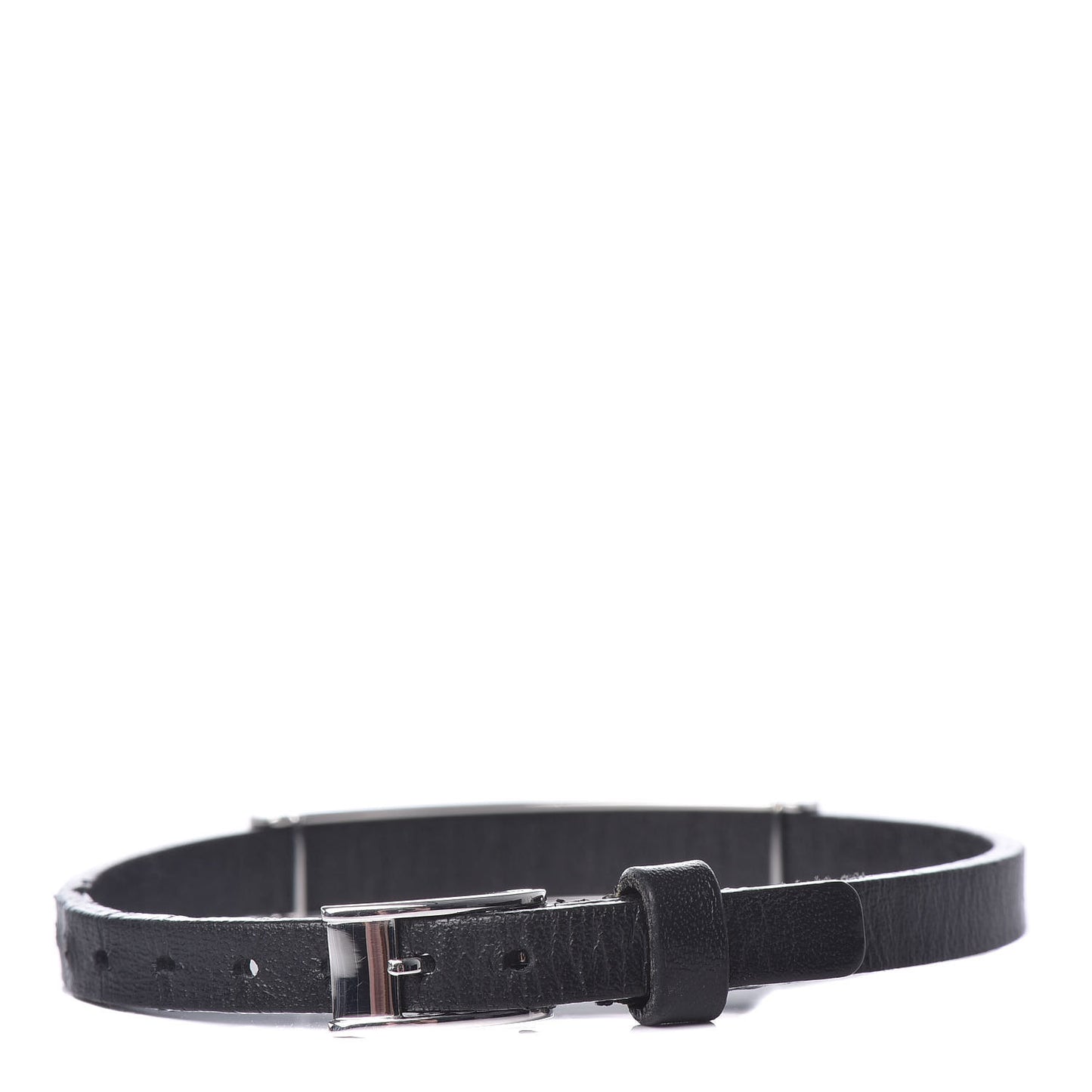 18K White Gold Calfskin 3 Motif LOVE Bracelet Black