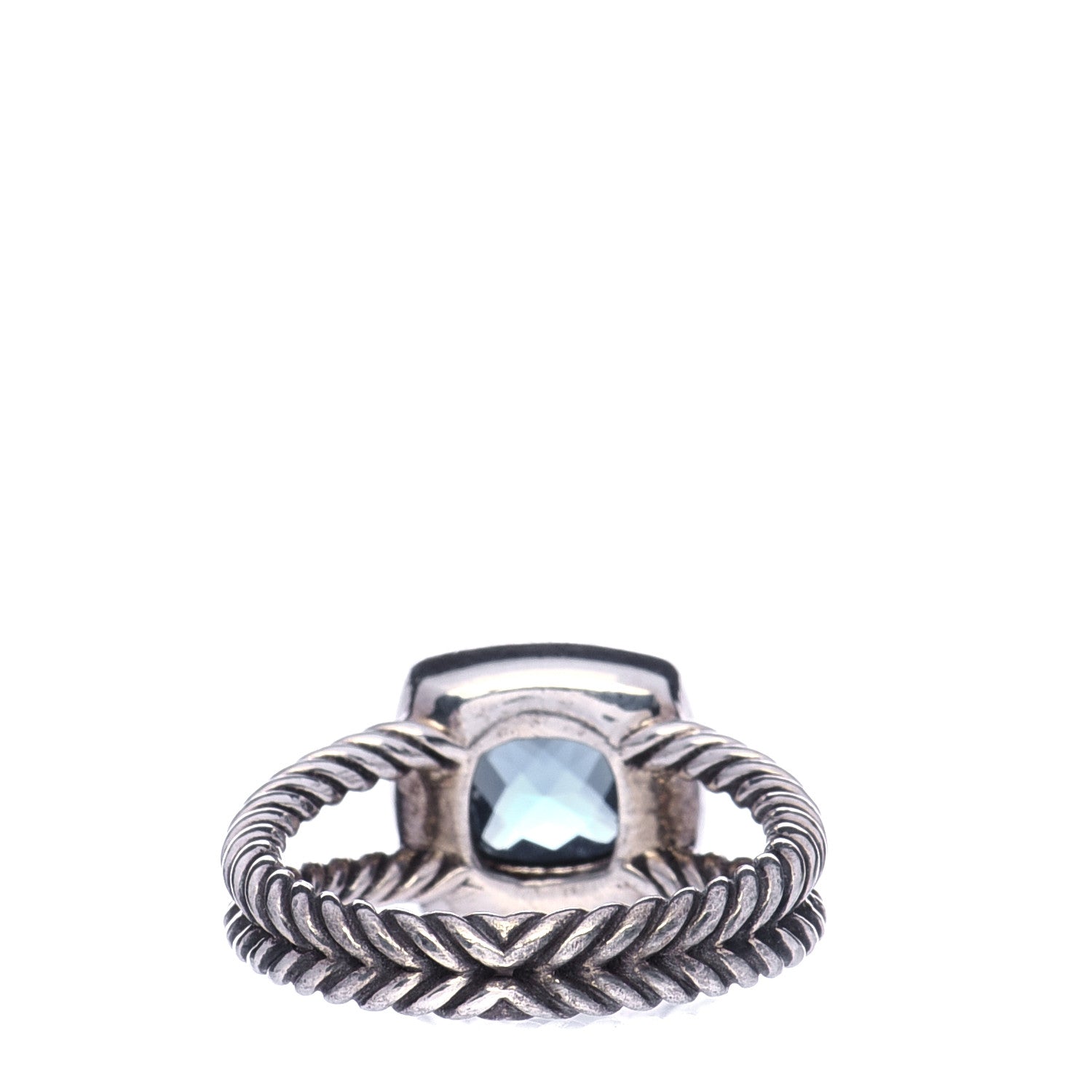 David Yurman Sterling Silver Diamond Hampton Blue Topaz 7mm Petite Albion Ring 54 7 3 of 5