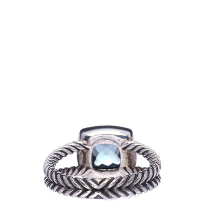 David Yurman Sterling Silver Diamond Hampton Blue Topaz 7mm Petite Albion Ring 54 7 3 of 5