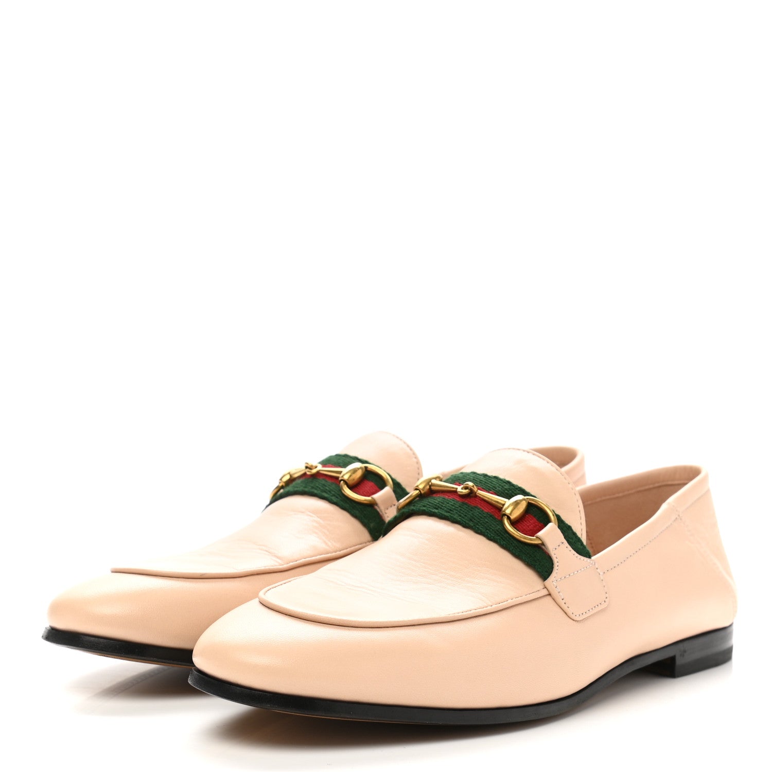 Gucci Malaga Kid Web Womens Horsebit Loafers 38 Skin Rose 2 of 9