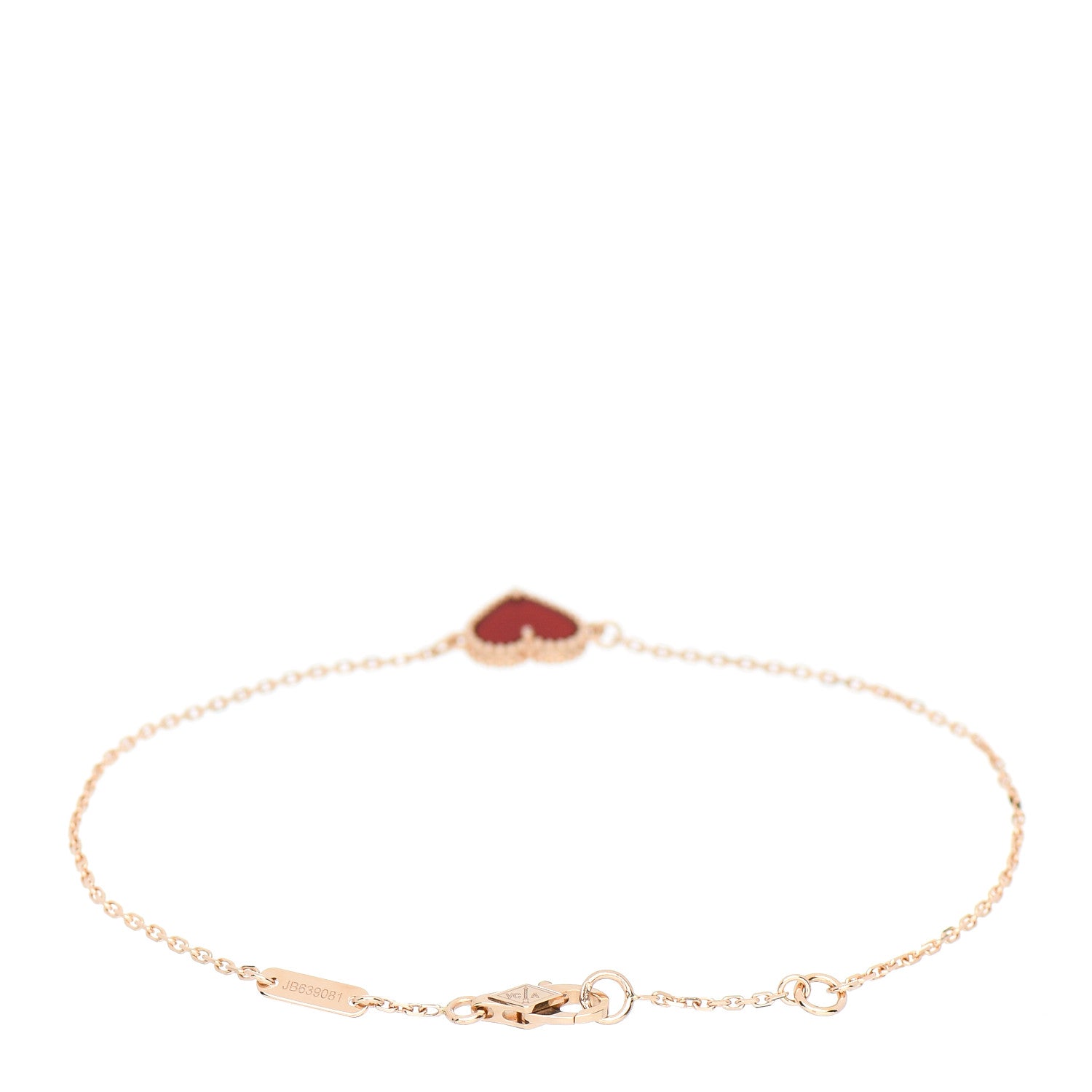 Van Cleef & Arpels 18K Rose Gold Carnelian Sweet Alhambra Heart Bracelet 2 of 4