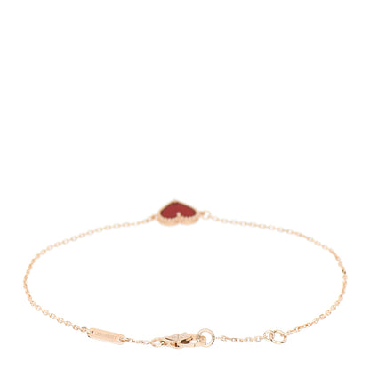 Van Cleef & Arpels 18K Rose Gold Carnelian Sweet Alhambra Heart Bracelet 2 of 4