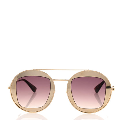 Gucci Round Frame Sylvie Web Sunglasses GG0105S Gold 2 of 8
