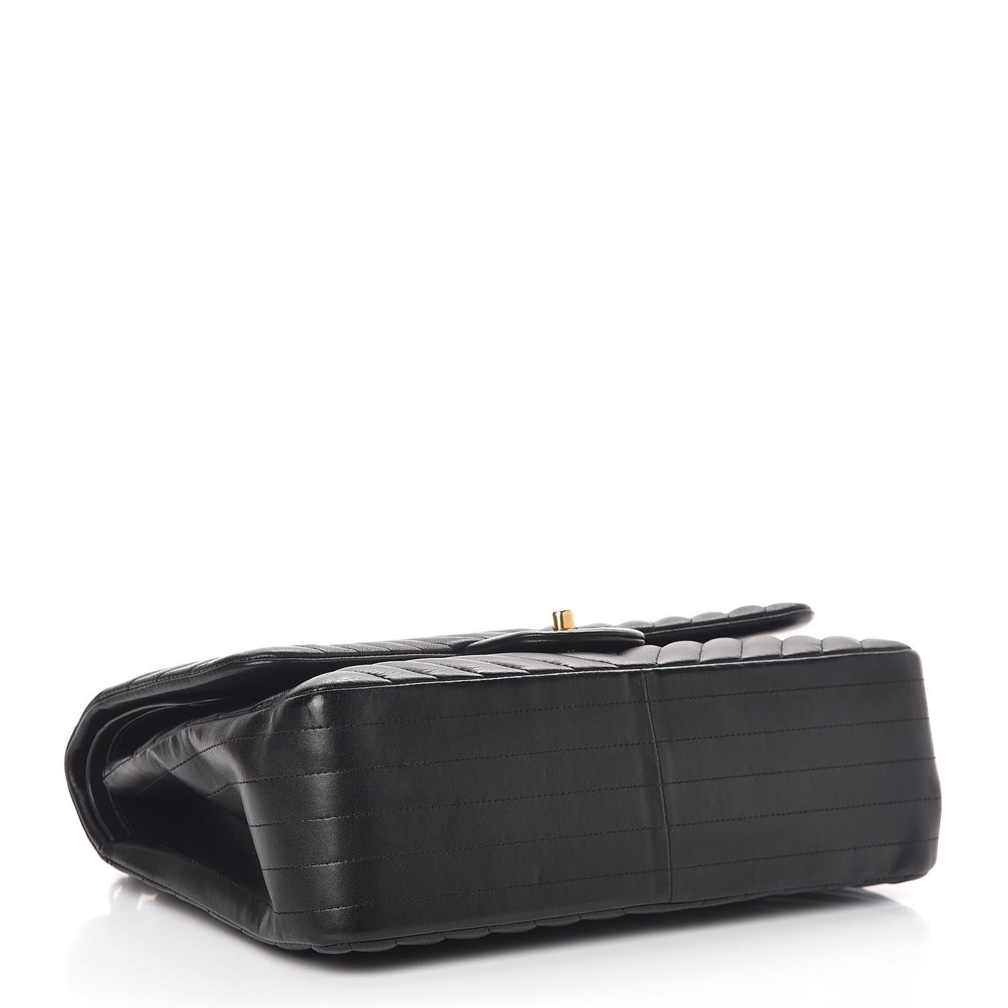 Lambskin Chevron Quilted Jumbo Double Flap Black
