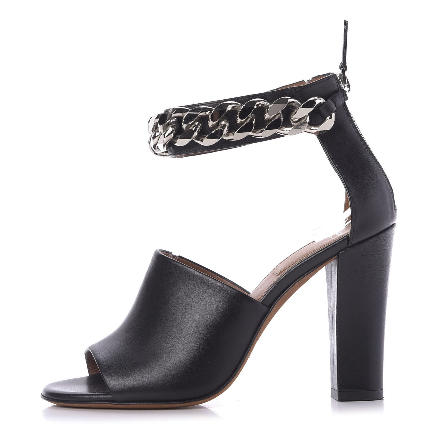 Lambskin Ankle Chain Platform Sandals 37 Black