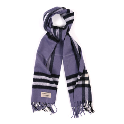 Burberry Cashmere Giant Check Fringe Scarf Purple 1 of 3