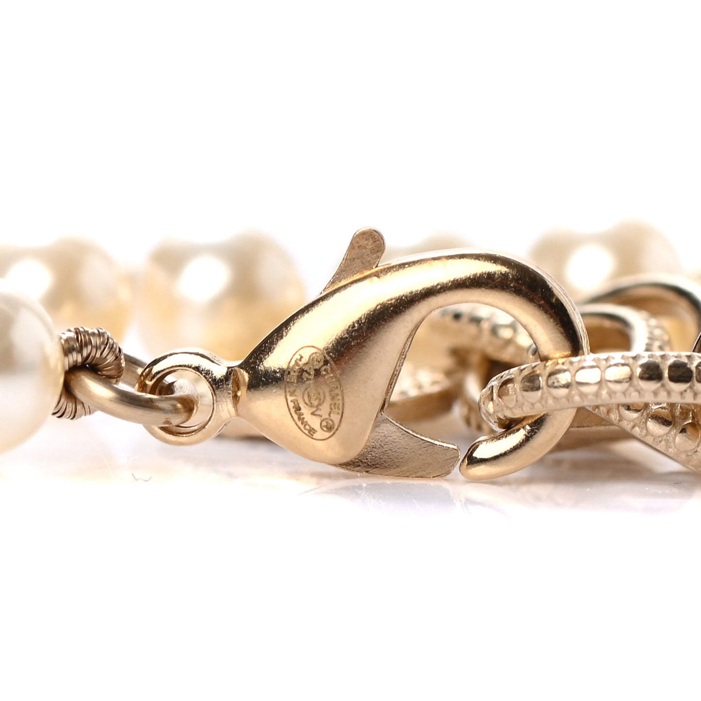 Pearl CC 100th Anniversary Necklace Light Gold