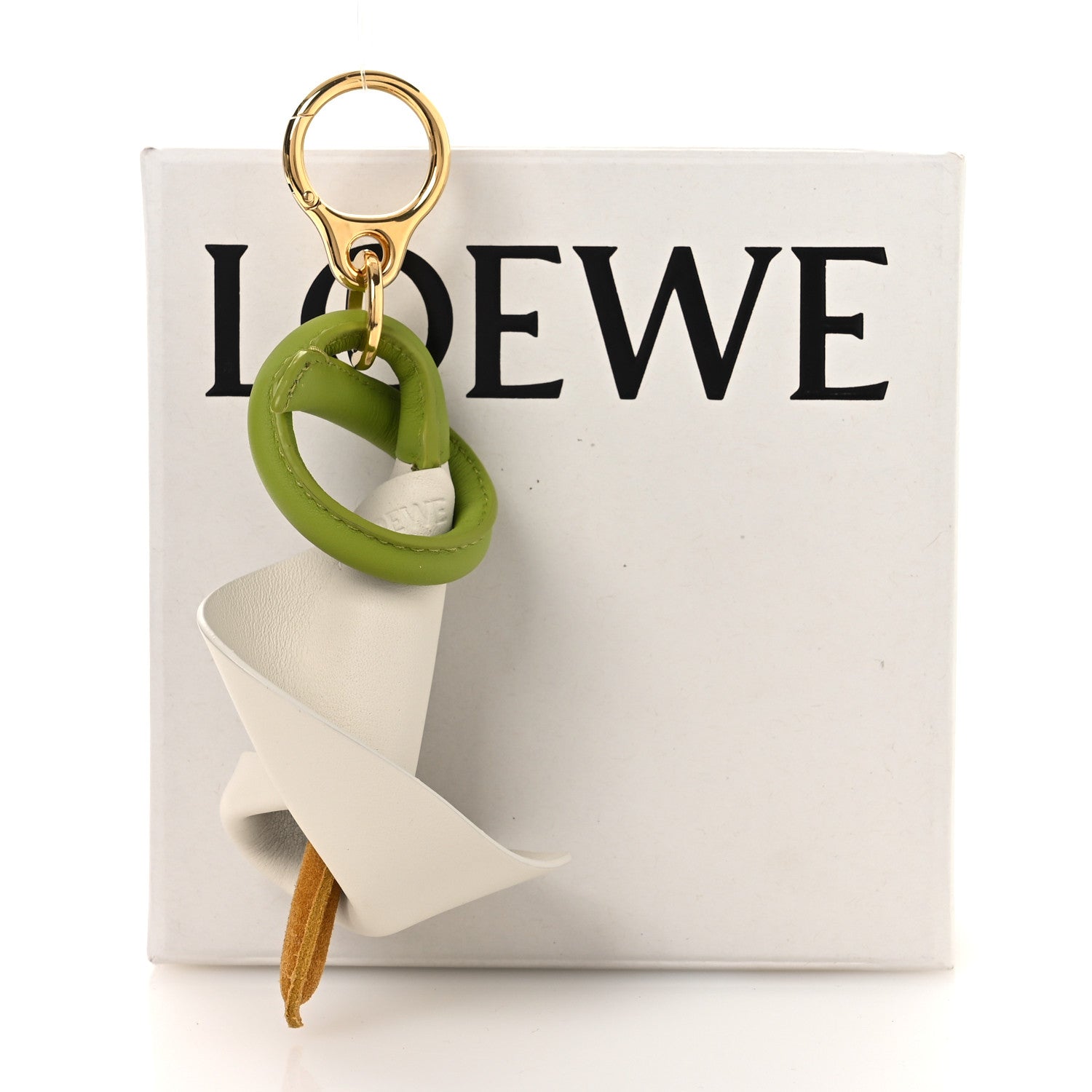 Loewe Calfskin Callalily Bag Charm Green White 5 of 5