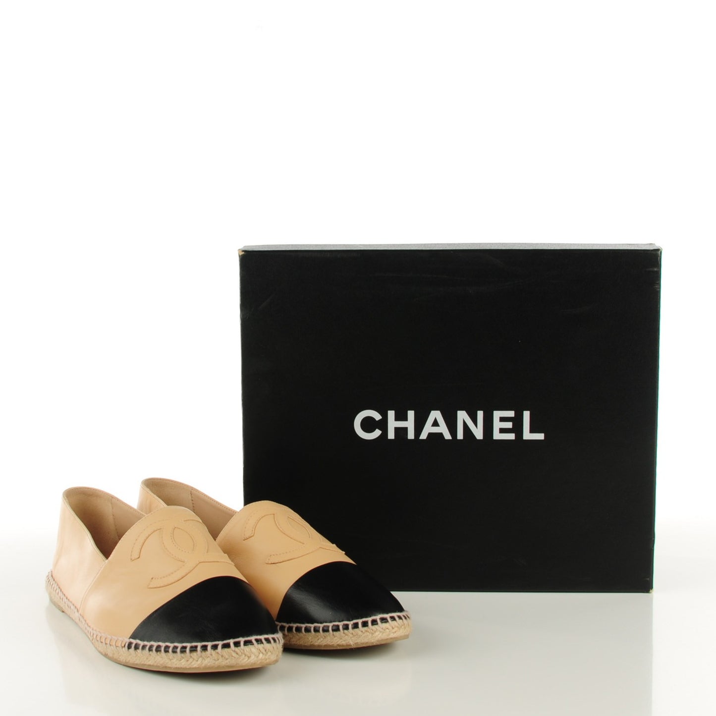 Lambskin CC Espadrilles 43 Beige Black