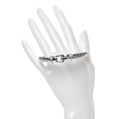 David Yurman Sterling Silver Diamond 8.5mm Cable Buckle Bracelet 2 of 4