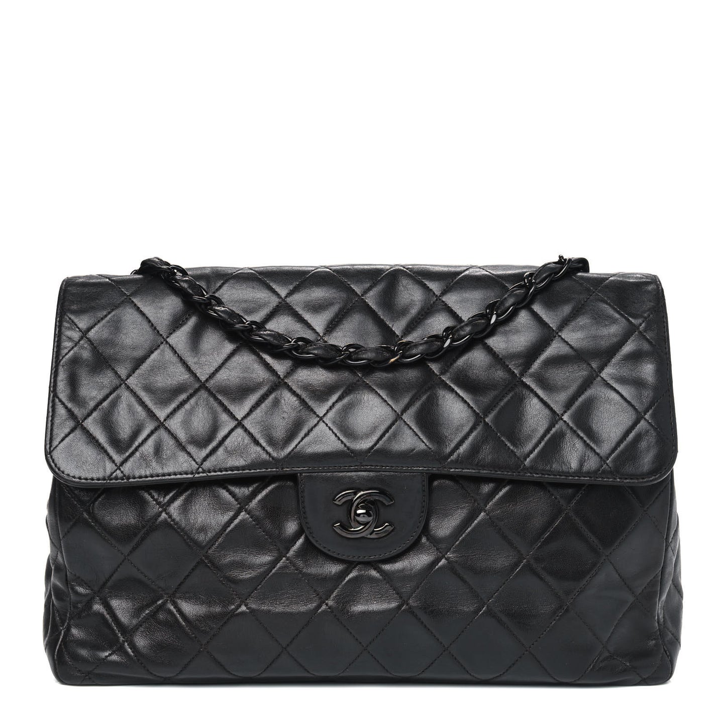 Lambskin Quilted Jumbo Single Flap So Black