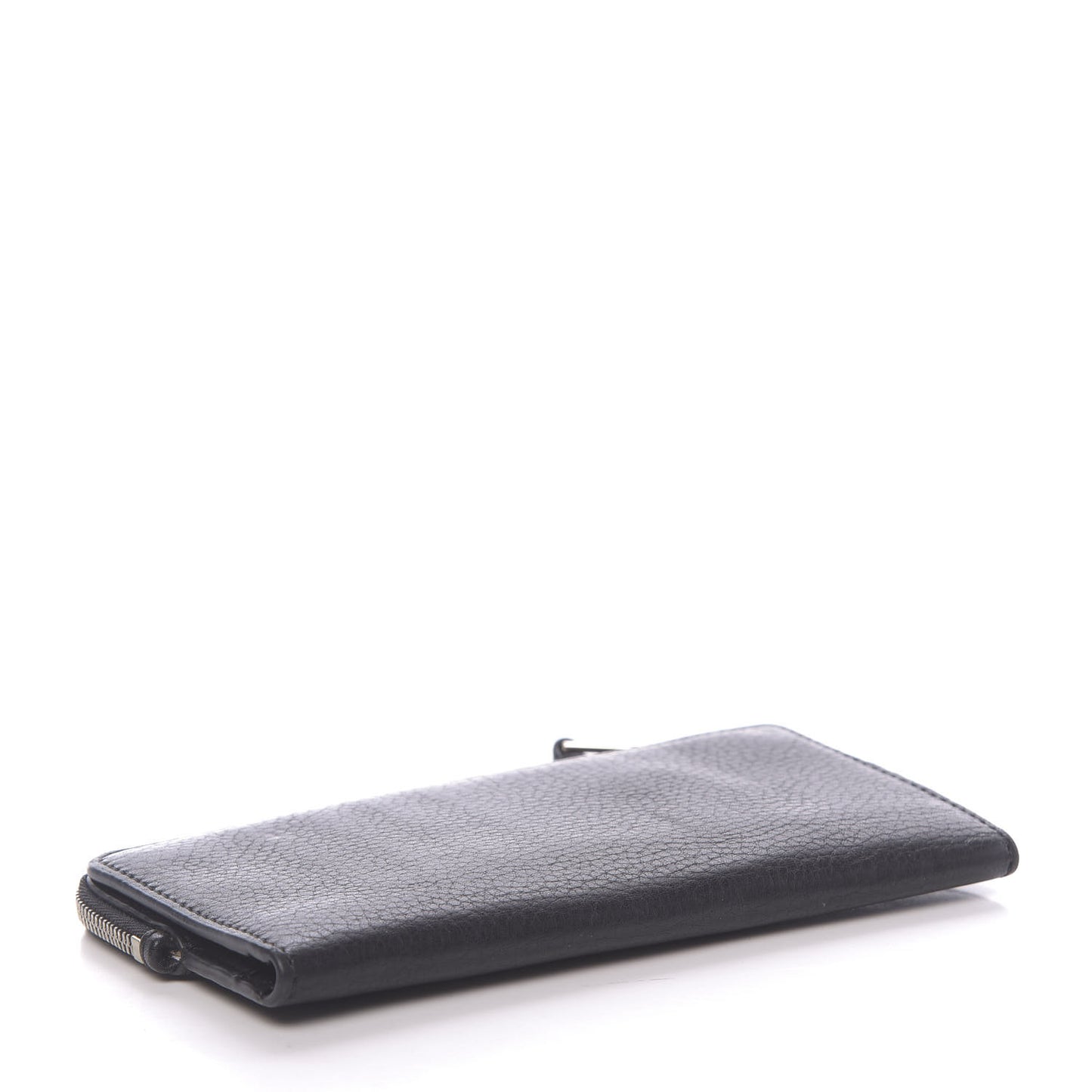 Grainy Calfskin Zip Wallet Black