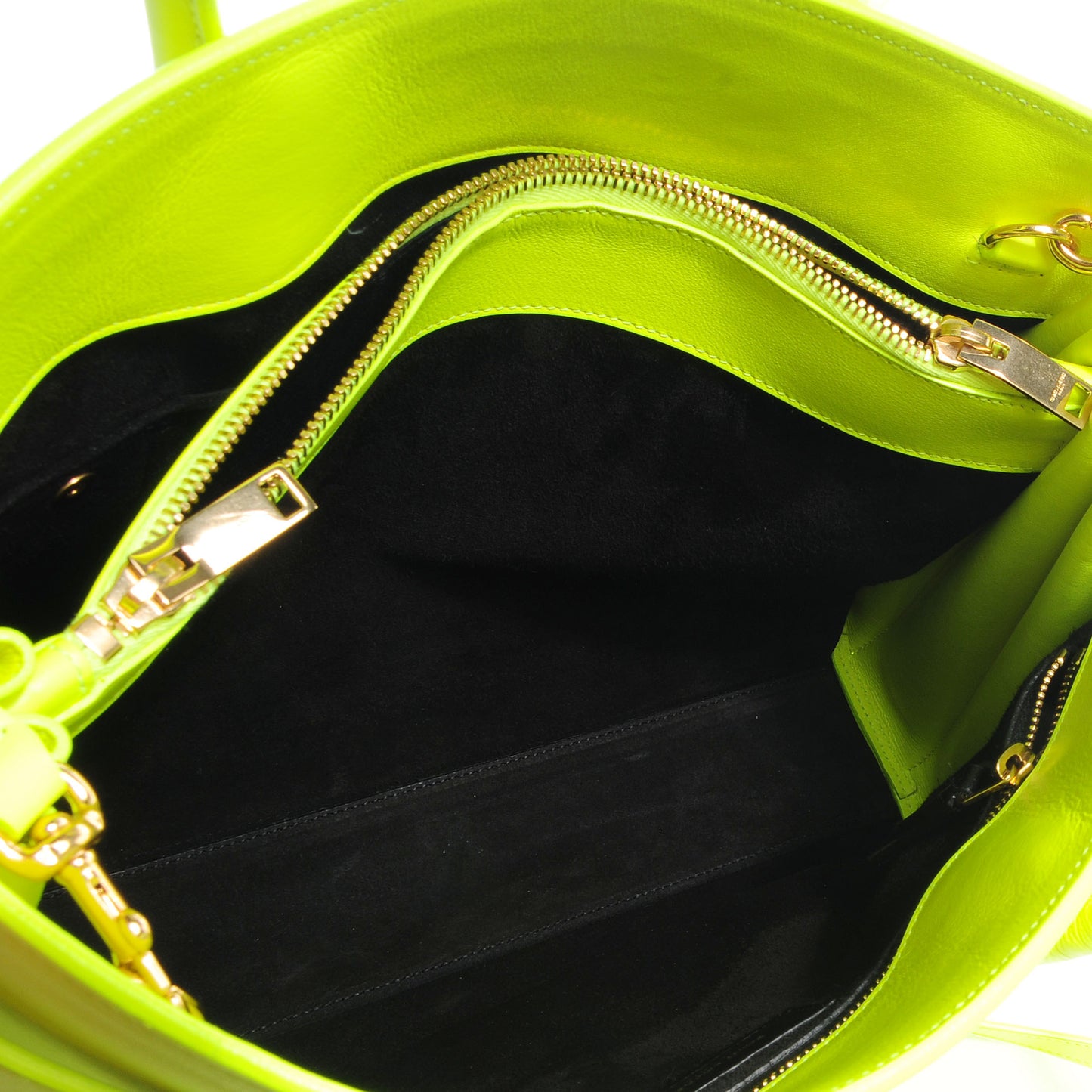 Leather Small Sac de Jour Carryall Yellow Neon