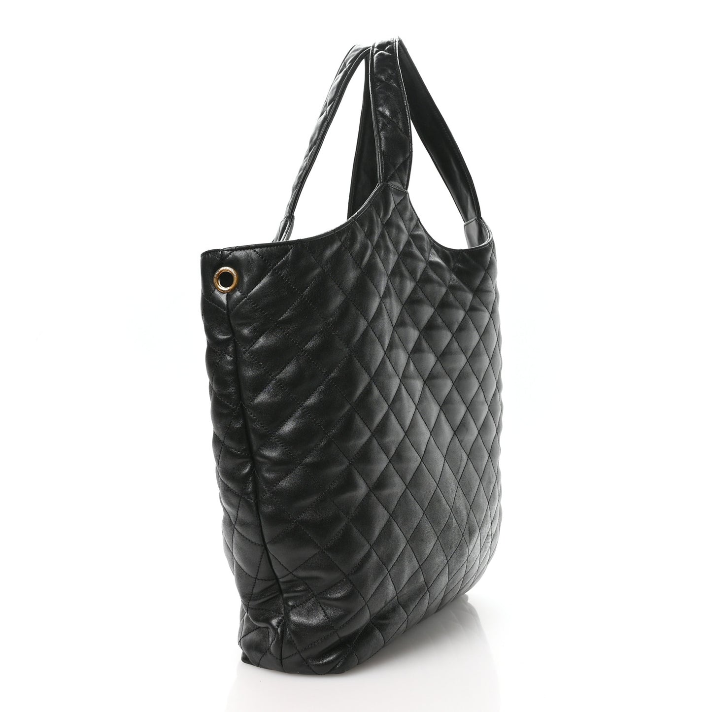 Lambskin Quilted Maxi Icare Shopping Tote Black