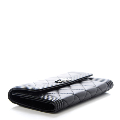 Chanel Lambskin Quilted Medium Boy Flap Wallet Black 4 of 9
