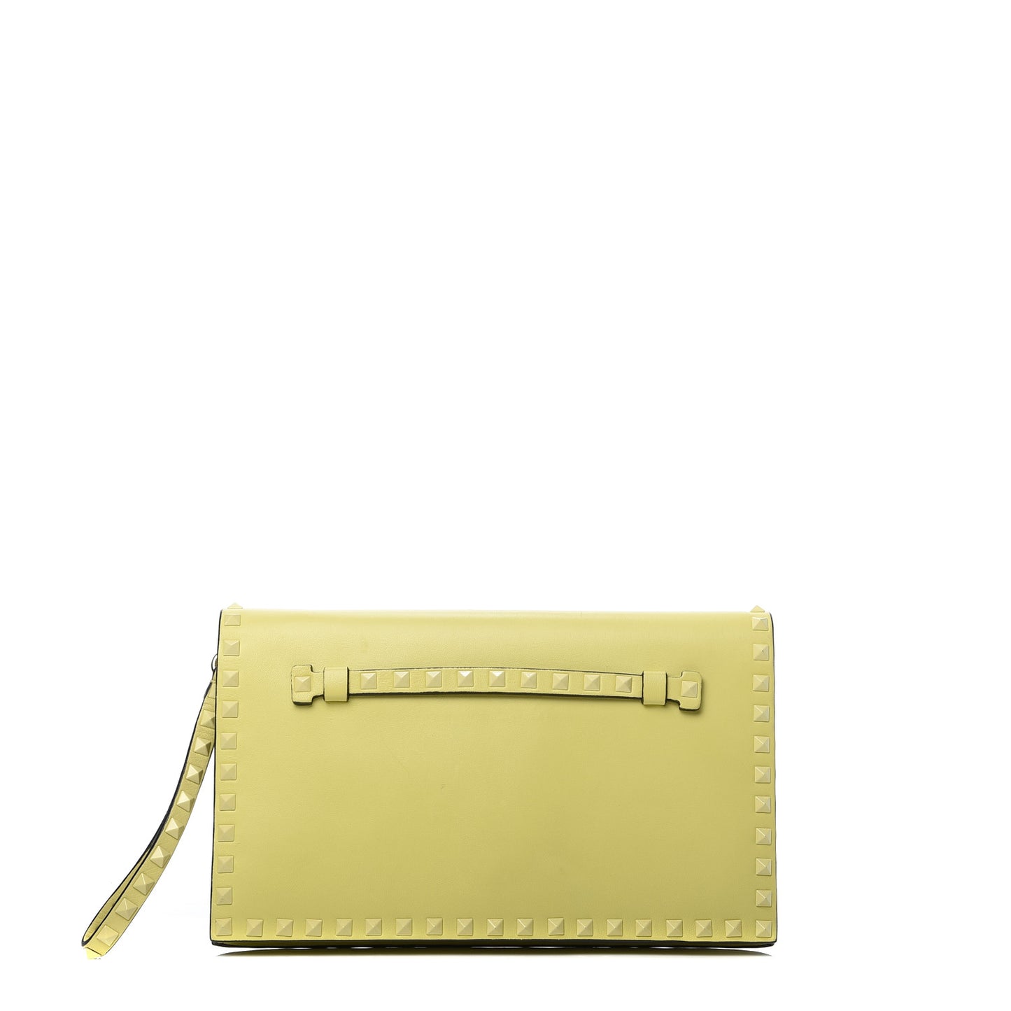 Nappa Monochrome Rockstud Wristlet Clutch Soft Yellow