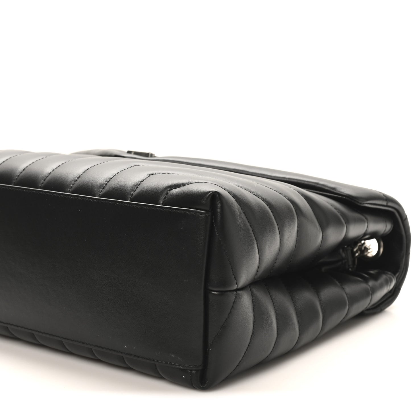 Calfskin Y Quilted Monogram Medium Loulou Chain Satchel Black