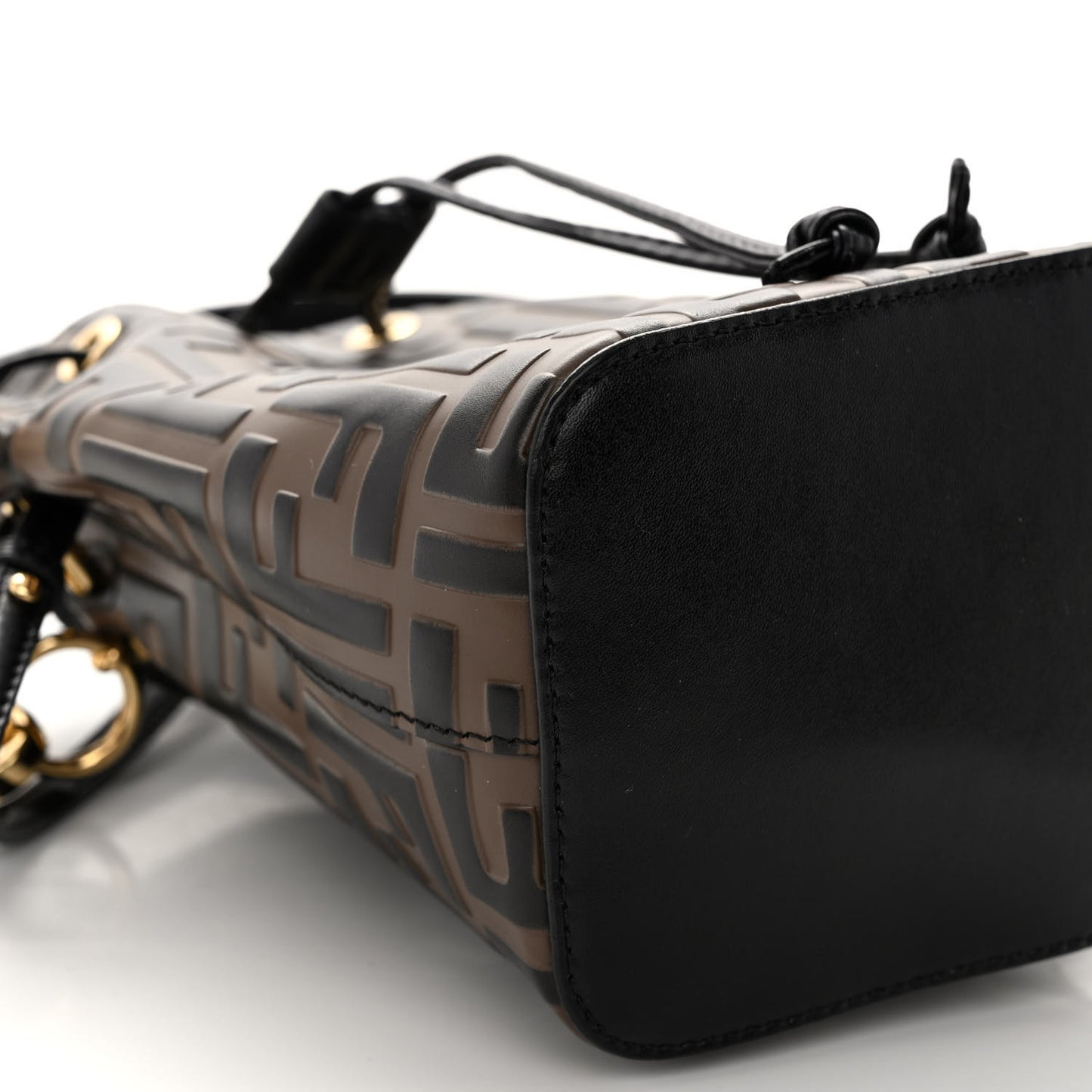 Vitello Liberty F is Fendi Bi-Color FF 1974 Embossed Mini Mon Tresor Bucket Bag Maya Black