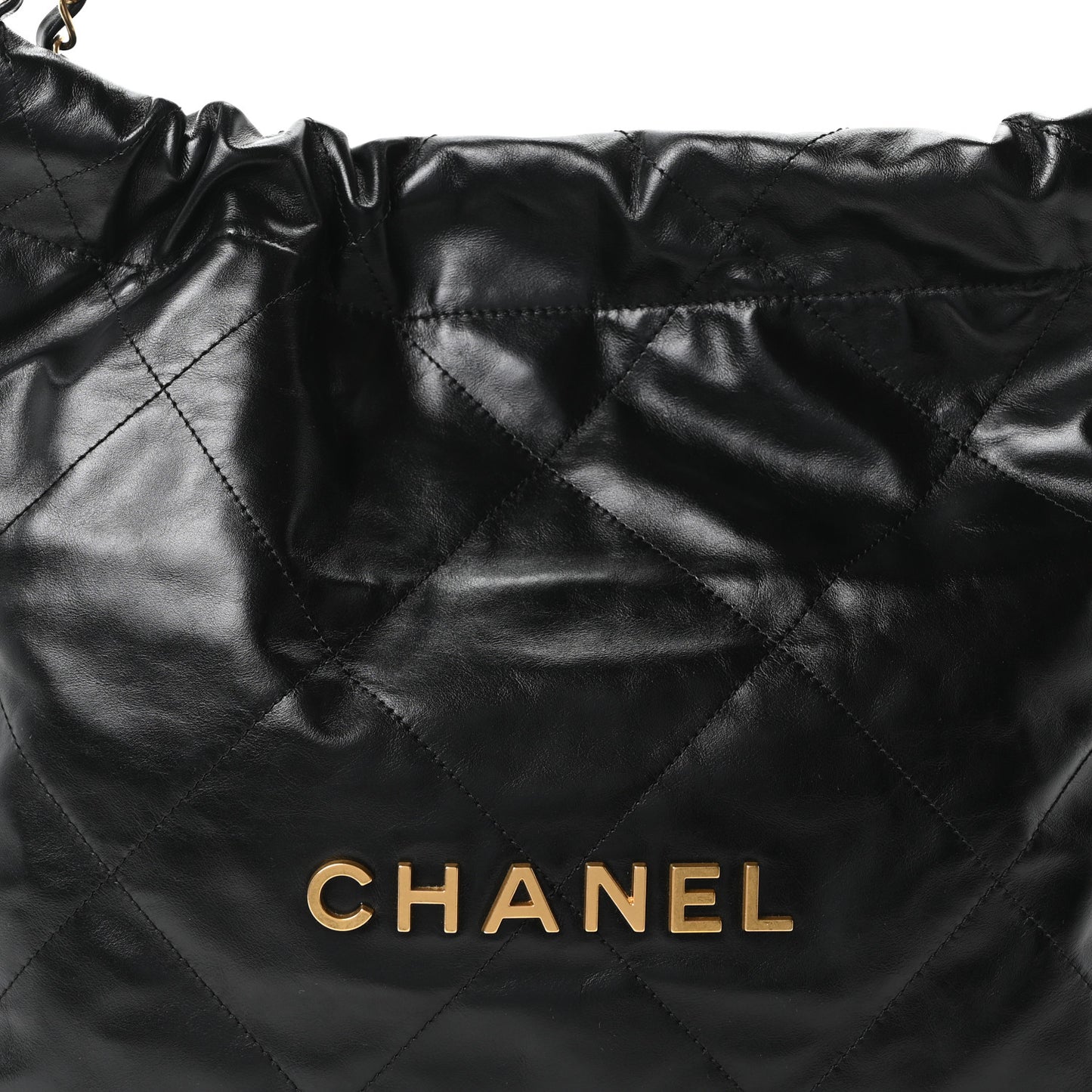 Shiny Calfskin Quilted Small Chanel 22 Black