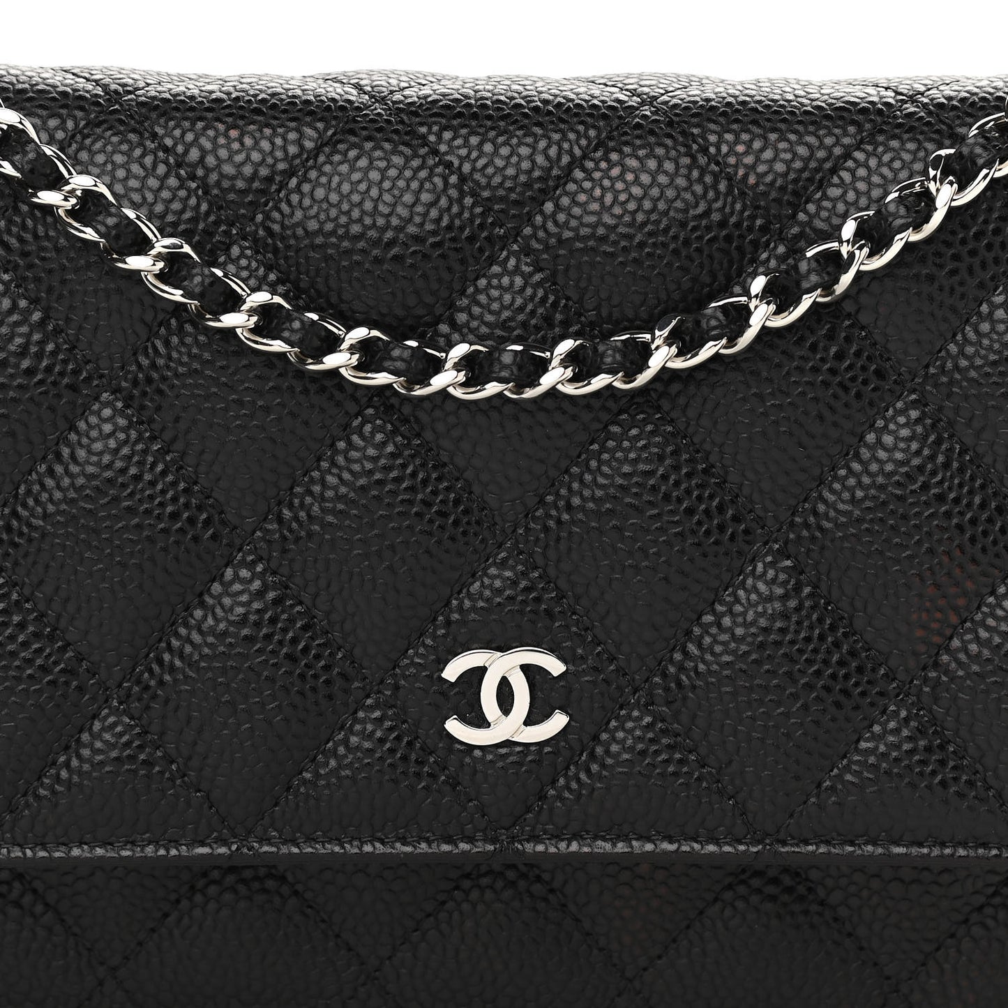 Caviar Quilted Wallet On Chain WOC Black