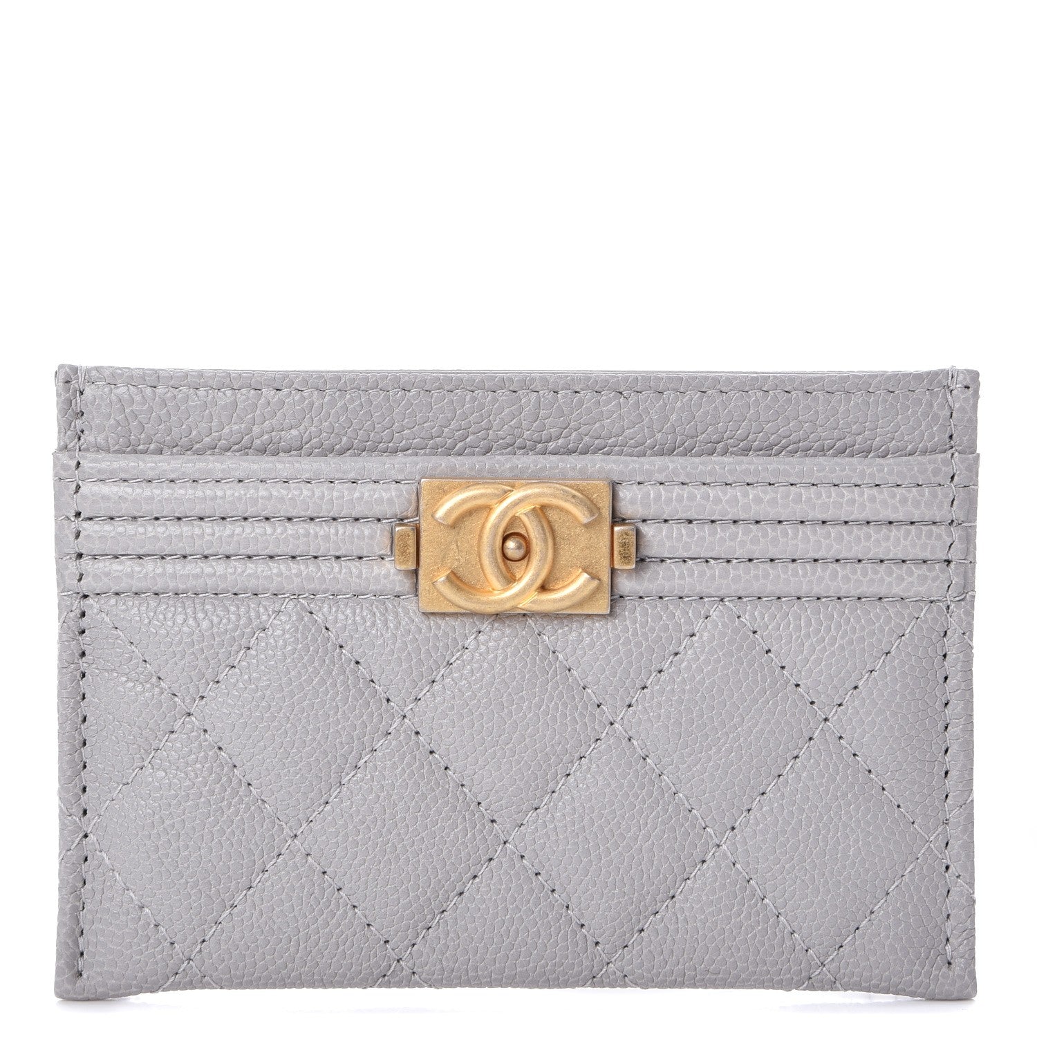 Chanel Caviar Quilted Boy Card Holder Grey 1 of 9