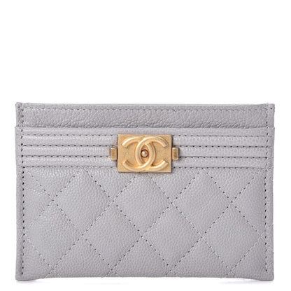 Chanel Caviar Quilted Boy Card Holder Grey 1 of 9