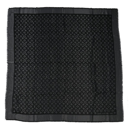 Louis Vuitton Silk Wool Monogram Shine Shawl Black 1 of 3