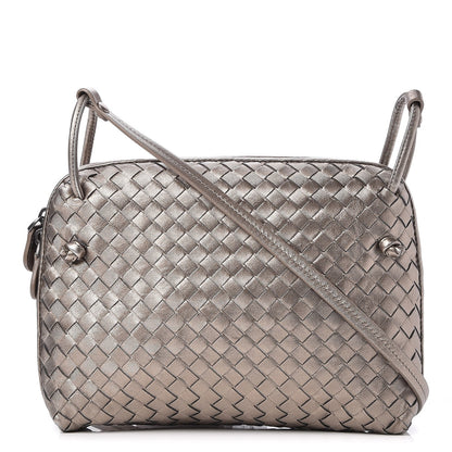 Bottega Veneta Metallic Grosgrain Intrecciato Pillow Crossbody Messenger Fume 1 of 7