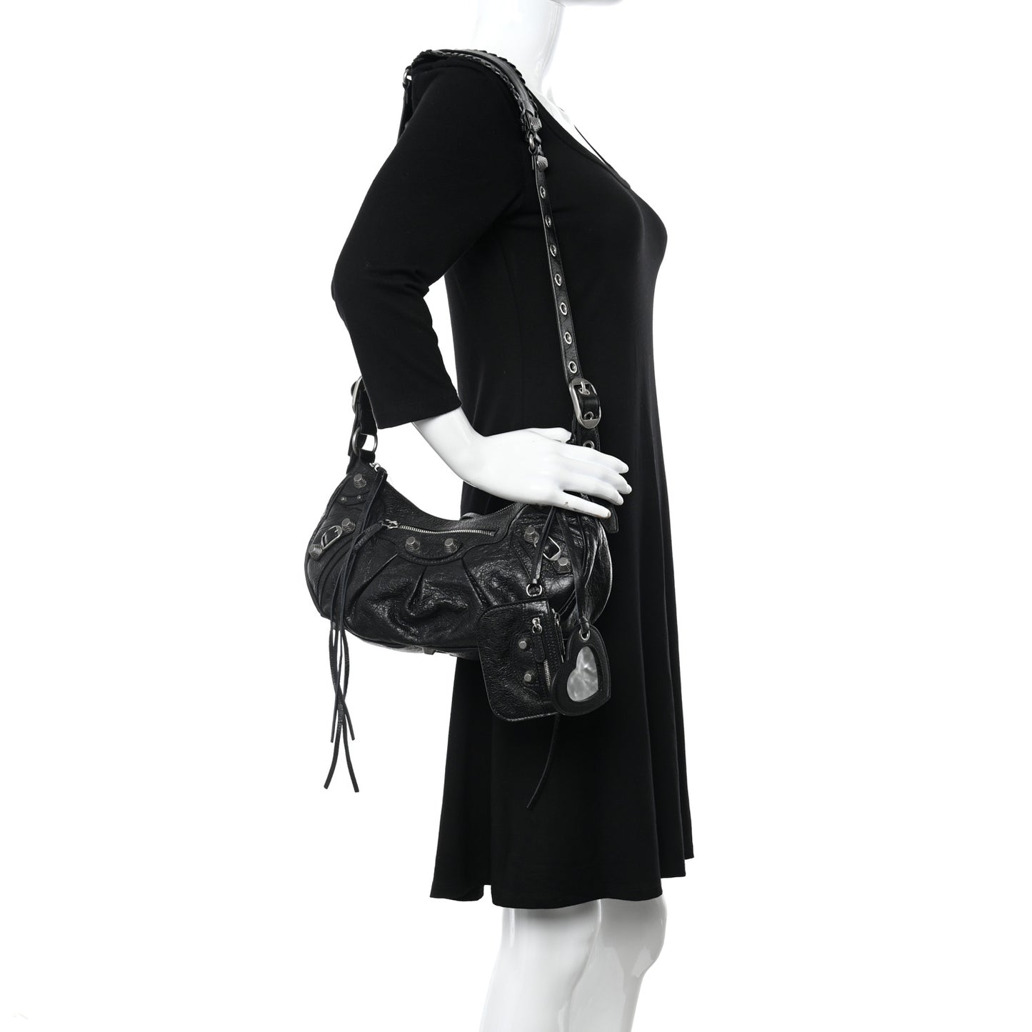 Agneau Arena Small Le Cagole Shoulder Bag Black