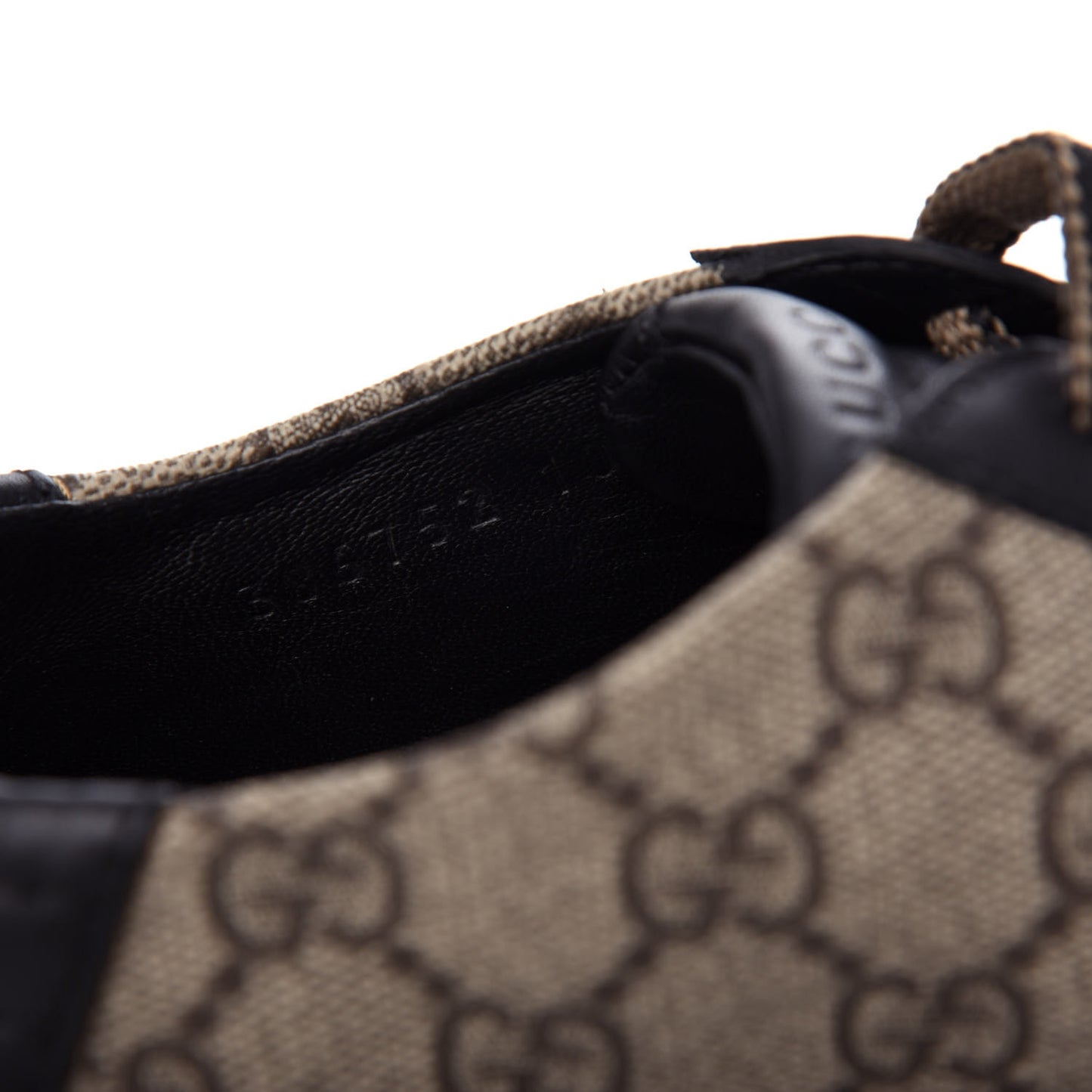 GG Supreme Monogram Mens Low Top Sneakers 10 Black Beige Ebony