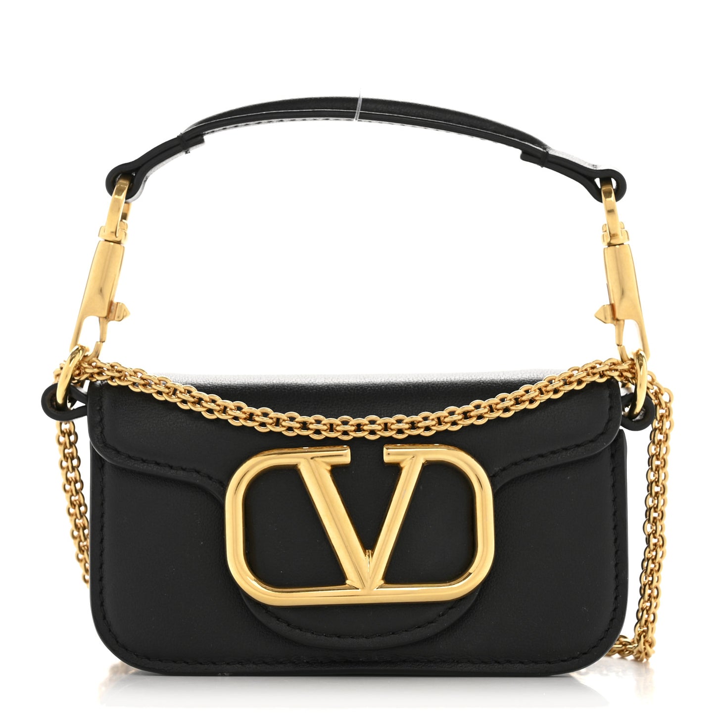 Calfskin Vlogo Micro Loco Shoulder Bag Black